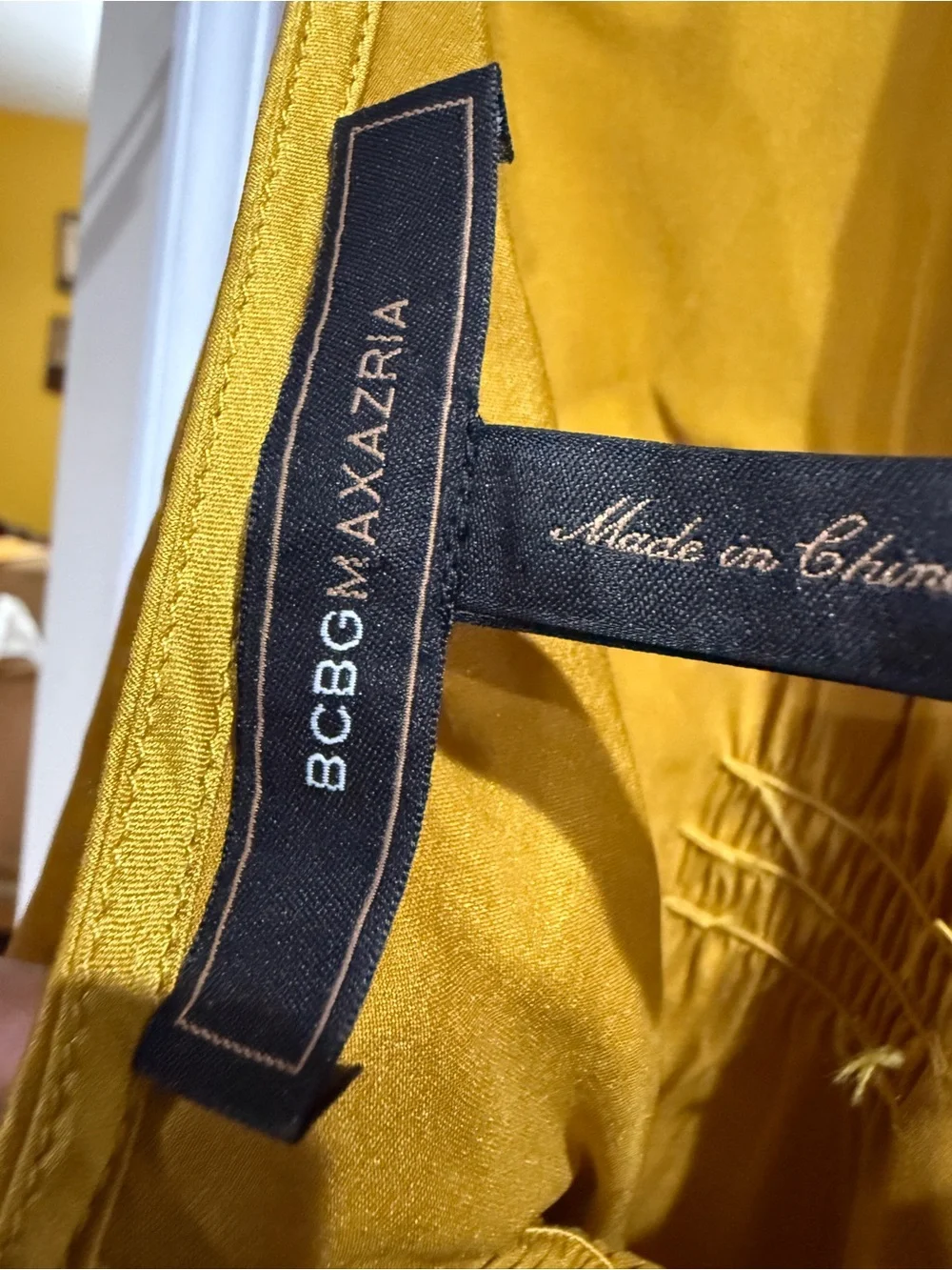 BCBGMaxAzria Mustard Yellow Ruffled Halter Camisole